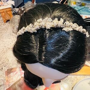 Macy's Crystal Floral Headband never used, like new